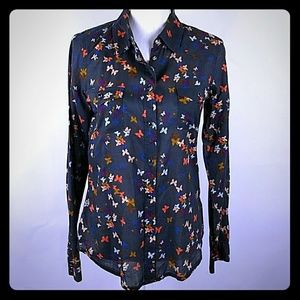 Fossil butterfly snap button down top long sleeve